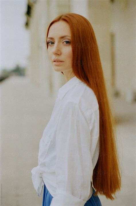 Portrait Of The Woman With Extremely Long Ginger Hair By Stocksy Contributor Amor Burakova