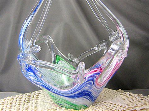 Murano Hand Blown Glass Basket