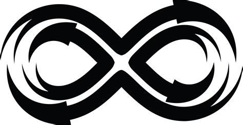 Free Clipart Of A Black And White Arrow Infinity Symbol