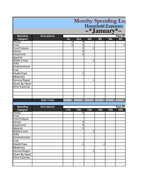 Excel Sheet Of Monthly Expenses Gagasclass