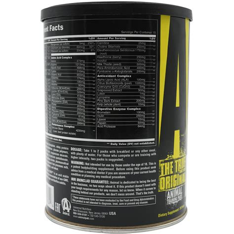 Universal Nutrition Animal Pak Multi-vitamins, Available in 15, 30, and