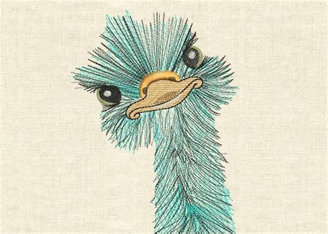 Machine Embroidery Designs Ostrich Birds Etsy Machine Embroidery