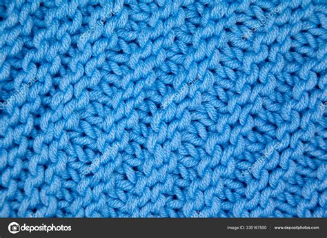Handmade Knitted Fabric Blue Wool Background Texture — Stock Photo