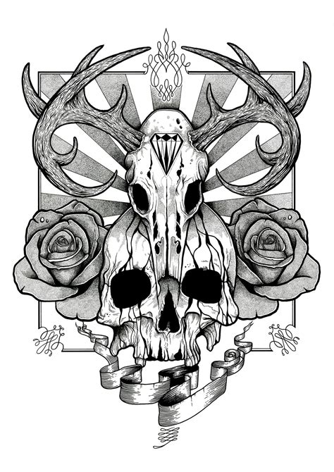 Skull and Roses tattoo design by AaronKingIllustrator on DeviantArt
