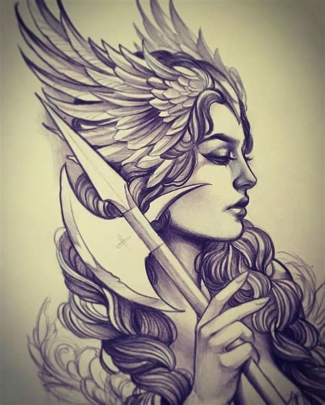 The valkyries are deities from norse mythology and played a critical role in serving odin and the goddess freyja.their name means those who choose the dead. Kuvahaun tulos haulle valkyrie tattoo | Valkyrie tattoo ...