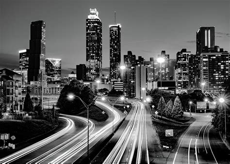 Downtown Atlanta Skyline Black And White Wall Art Atlanta Black And