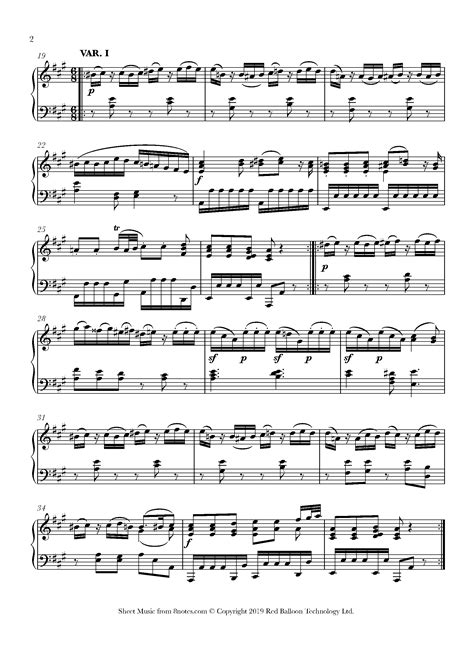 Mozart Piano Sonata No In A Major K St Movement Sheet