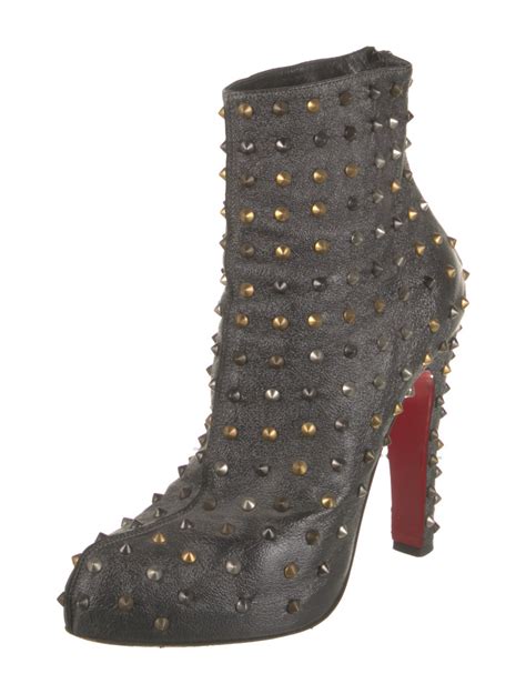 christian louboutin spike accents leather boots grey boots shoes cht333938 the realreal