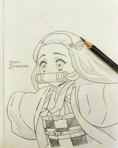 Nezuko Kimetsu No Yaiba Sketsa Anime Sketsa Cara Menggambar