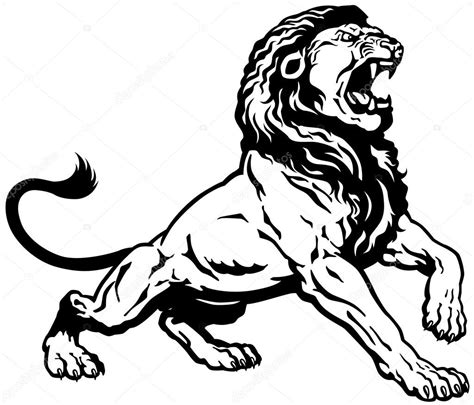 Roaring Lion Black White — Stock Vector 44539401