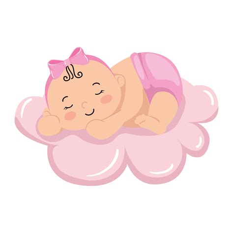 Cute Little Baby Girl Durmiendo En La Nube Icono Aislado 4627815 Vector
