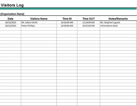 The intern keeps a daily log which records all the activities of the internship. 13 Free Sample Visitor Log Templates - Printable Samples