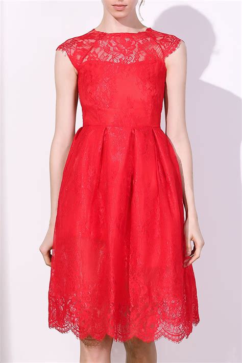 Only Us299 Buy L Fashionable Cap Sleeve Round Collar Lace A Line