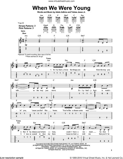 When we were young is a song by adele, from her album 25 (2015). Adele - When We Were Young sheet music for guitar solo ...