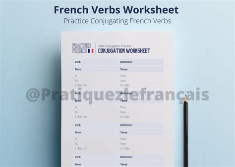 Practice Conjugating French Verbs French Verb Conjugation Etsy