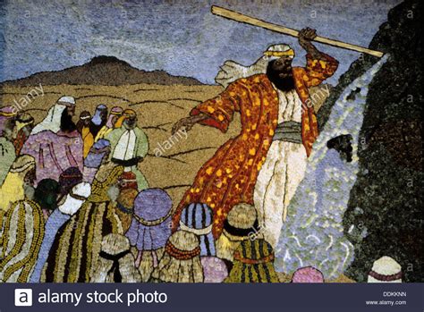 A Well Dressing Depicting Moses Striking The Rock In The Wilderness