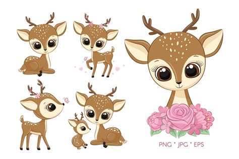 Cute Baby Deer Clipart Png Eps  300 Dpi 1082620