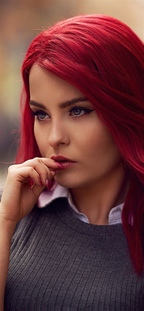 1242x2688 Red Head Girl Outdoor Iphone Xs Max Hd 4k Wallpapers Images