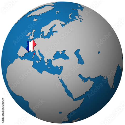 France Flag On Globe Map Stock Photo And Royalty Free Images On