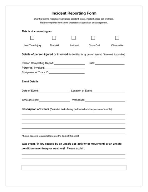 Free Incident Report Form Template Word Printable Templates
