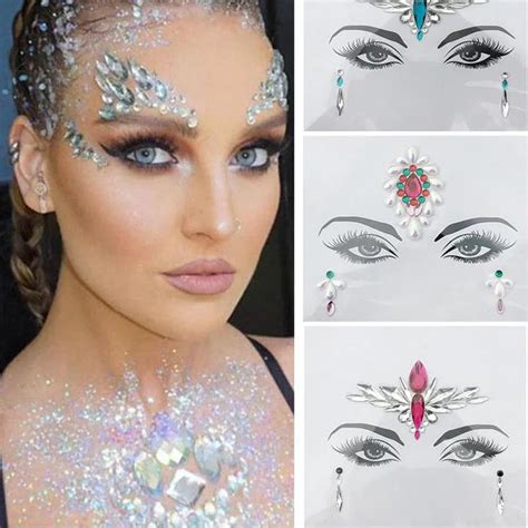 18 Colors Diy Face Stickers Jewels Festival Party Body Glitter 3d