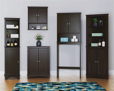 Spirich Home Freestanding Storage Cabinet With Three Tier Shelves Tall