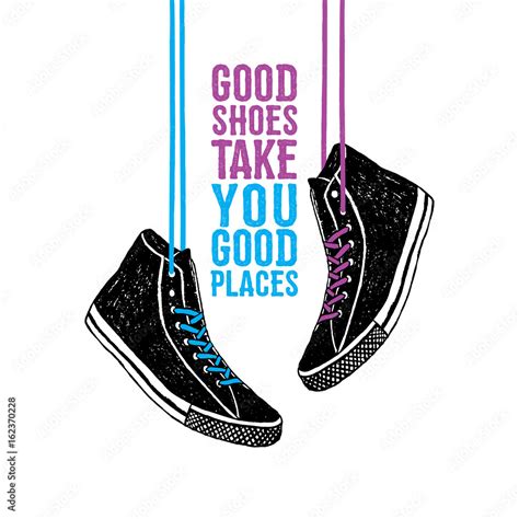 Hand Drawn Badge With Sneakers Textured Vector Illustration And Good