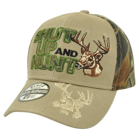 Shut Up And Hunt Hunting Deer Camouflage Camo Two Tone Camping Hat Cap