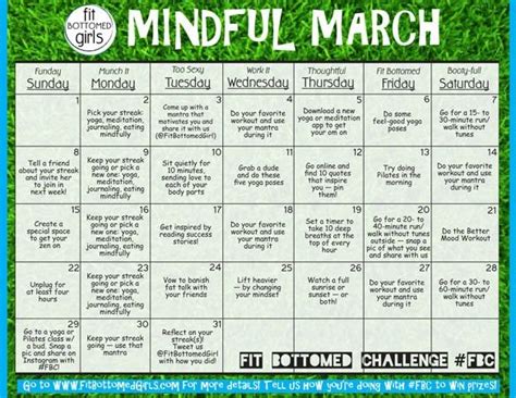 Announcing The March Fit Bottomed Challenge Get Mindful March Fitness