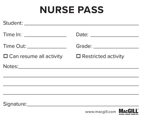 Macgill Macgill Nurse Pass 50 Sheets Per Pad Office Furniture