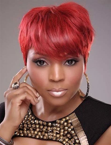 Enchanting Red Short Haistyles With Bangs For Black Women