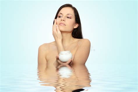 Woman Applying Moisturizer Cream Stock Photo Image Of Facial