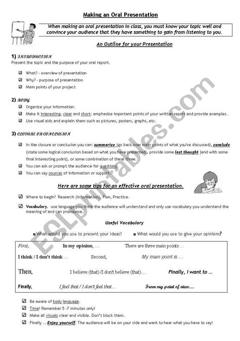 Oral Presentations And Marking Criteria Esl Worksheet By Marulito