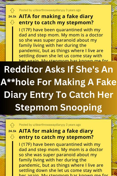 Redditor Asks If She S An A Hole For Making A Fake Diary Entry To Catch