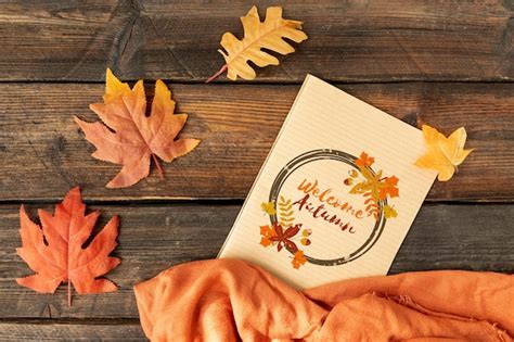 Free Psd Colourful Hello Autumn Text With Leaves
