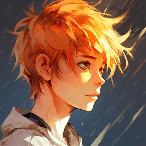 Premium Ai Image Cute And Handsome Anime Boy With Short Orange Hair