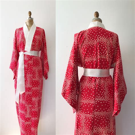 Vintage Kimono Robe Vintage Silk Kimono Maple Leaf Momiji Juban