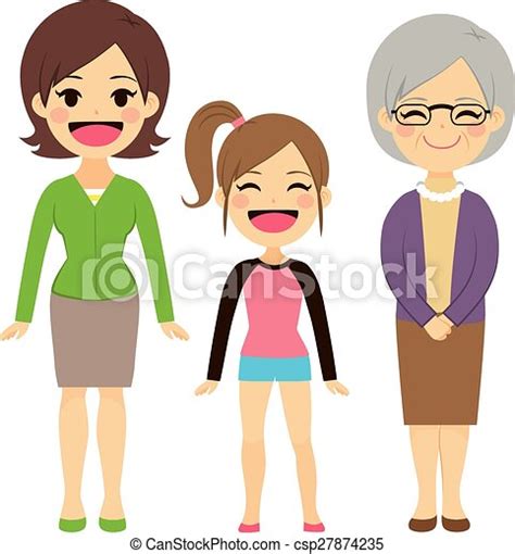 Three Generation Women Illustration Of Three Generations Of Women Of