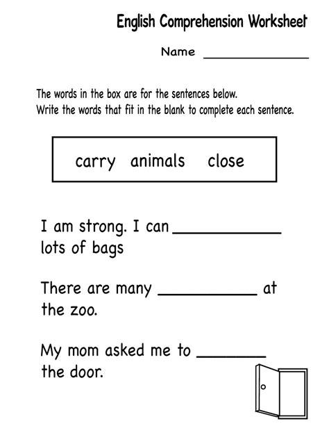 Kindergarten English Worksheets - Best Coloring Pages For Kids