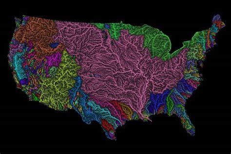 The map is also stretched to get a 7:4 width/height ratio. Colorful Map Art Celebrates Watersheds Of The World ...