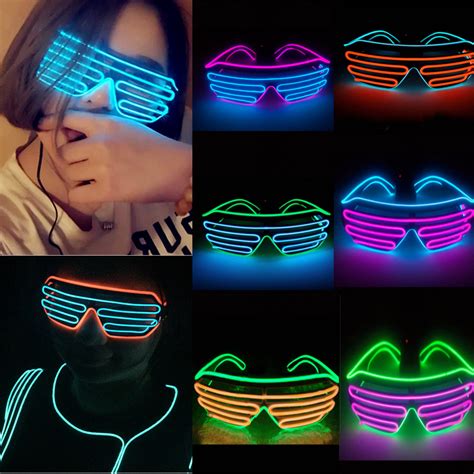 smart remote control el glasses el wire fashion neon led light up shutter shaped glasses rave dj