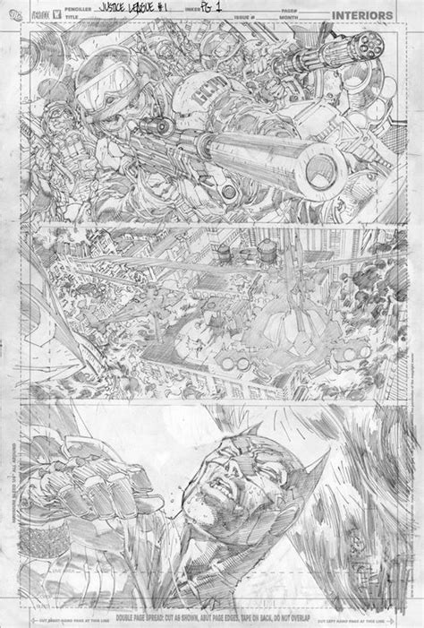 Justice League Page 1 Pencils By Jim Lee Jim Lee Art