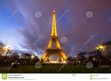 Eiffel Tower At Dusk In Paris France Editorial Photography Image Of