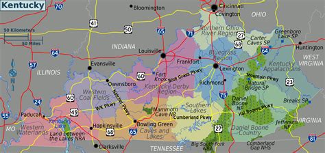 Large Regions Map Of Kentucky State Kentucky State Large Regions Map