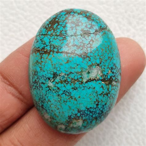 38x29x9 Mm Turquoise Cabochon Oval Shape 65 Carat Natural Blue Etsy