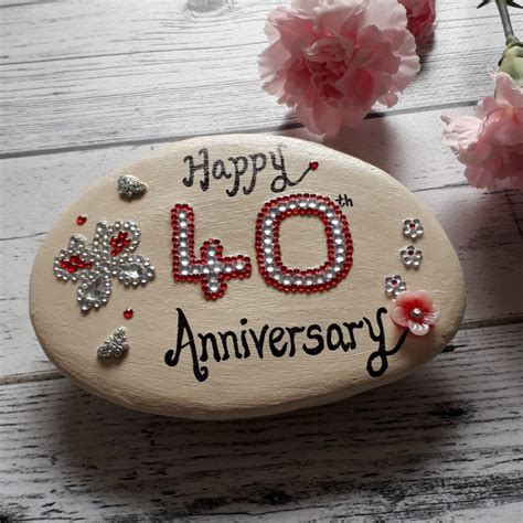 Ywhl happy 40th wedding anniversary romantic gifts for her him, ruby wedding gifts for her, 40 years of love present for couple, red k9 crystal diamond decoration. Good Free Pebbles4Thought shared a new photo on Etsy ...
