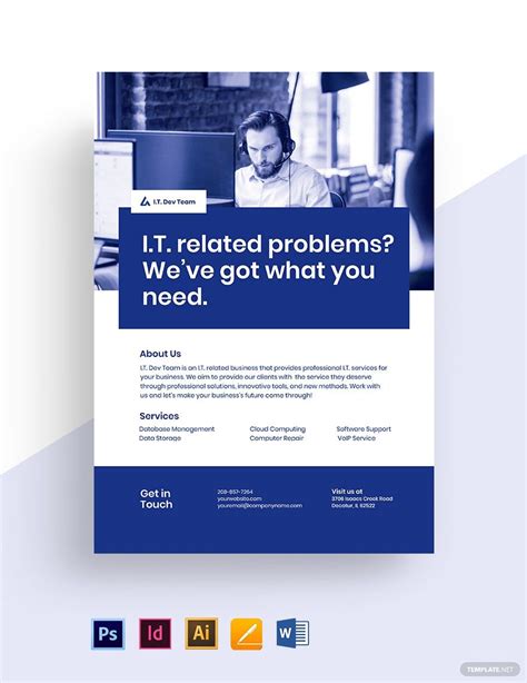 Free Elegant It Services Flyer Template Download In Word Illustrator