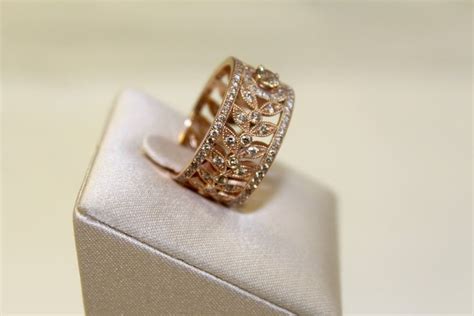 Colombine Champagne Diamond Rose Gold Lace Ring Designed By Valerie Danenberg For Sale At 1stdibs