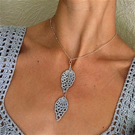 crochet leaves necklace pdf pattern