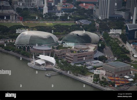 Singapur Singapore City Sea Buildings Offices Modern Landscape